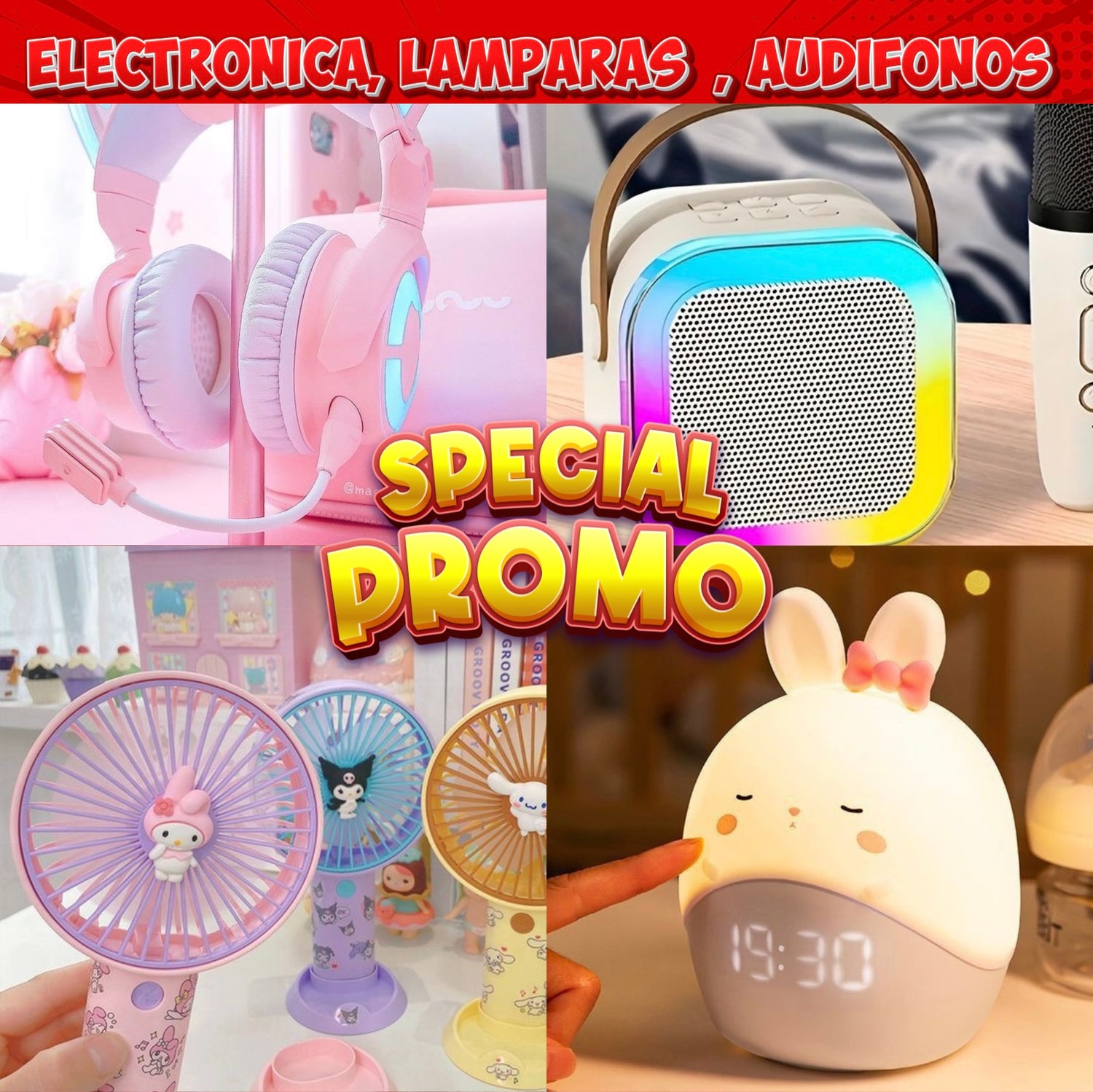 ELECTRÓNICA , LÁMPARAS, BOCINAS , VENTILADORES