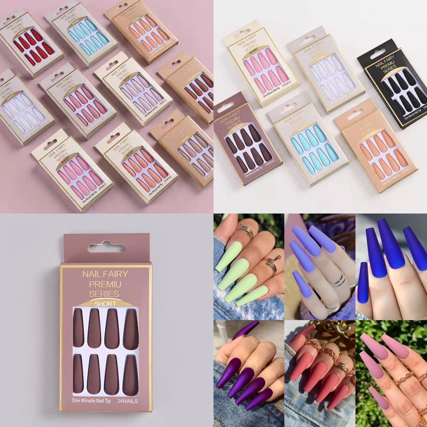 12 paquete uñas colores